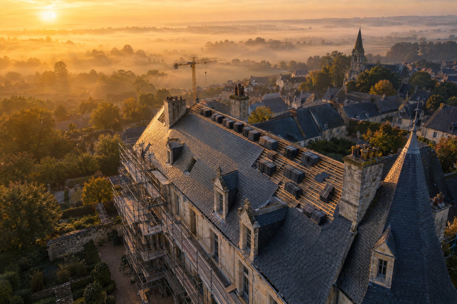 Toiture et chantier inspectés par drone
